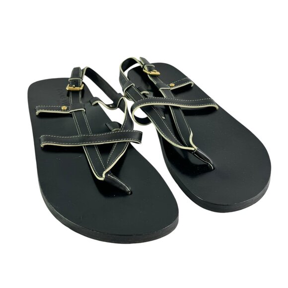 LOUIS VUITTON Black Leather Mens Thong Strappy Sandals Italy Marked as 12 - 13US - Picture 4 of 12